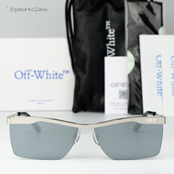 Off-White Women Sunglasses Silver Mirror Rectangle OERI095 RIMINI 7272 NEW - Picture 3 of 10